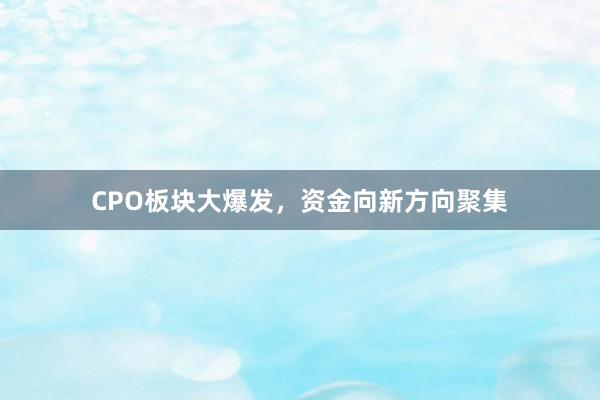 CPO板块大爆发，资金向新方向聚集