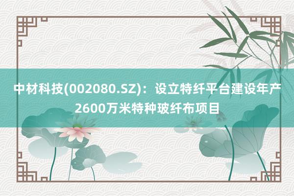 中材科技(002080.SZ)：设立特纤平台建设年产2600万米特种玻纤布项目